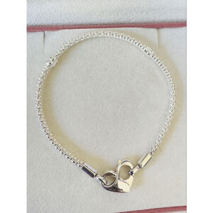 PANDORA 925 Sterling Silver Studded Chain Charm Bracelet 7.1”